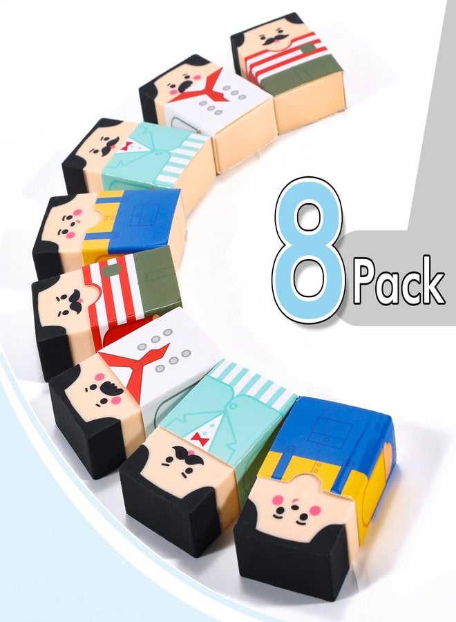 TUCEWP 8Pcs Cute Salaryman Erasers Bald Uncle Erasers Bulk Bald Eraser Desk Pet Fun Pencil Eraser Back to School Gifts for School Classroom Rewards Party Favors - Image 4